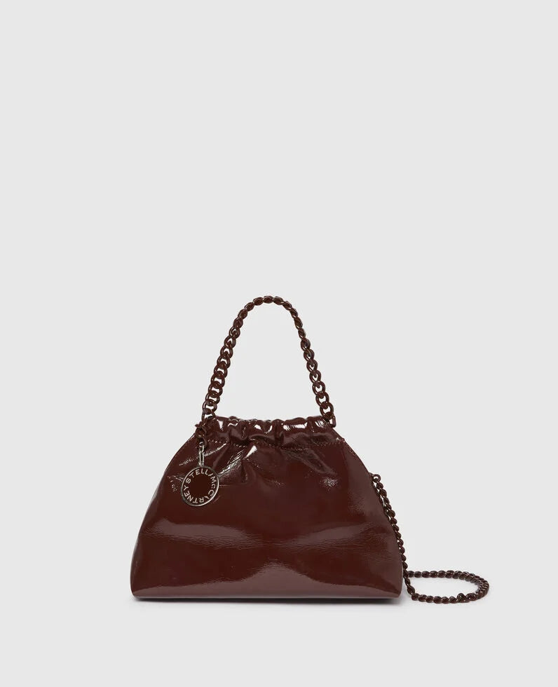 [S.McCARTNEY] Falabella Mini Drawstring Bag Crinkled Patent Alter Mat W/Tonal Chain