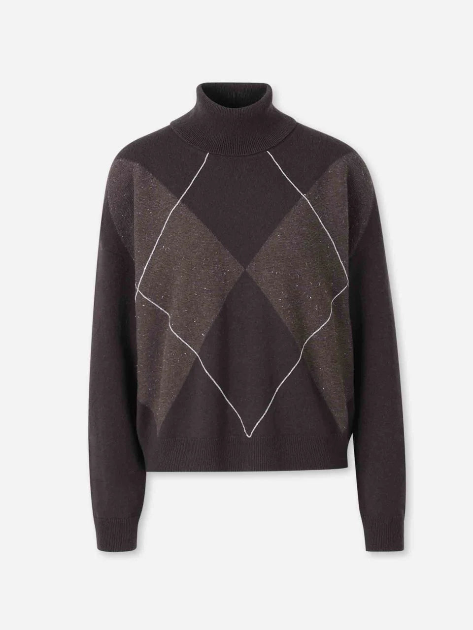 Argyle Silk Cashmere Turtleneck