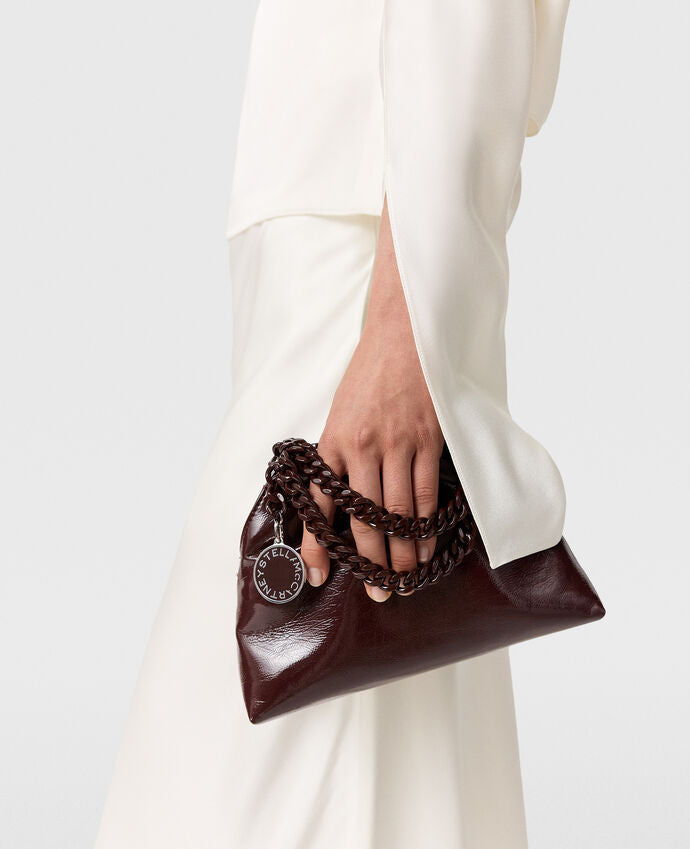 [S.McCARTNEY] Falabella Mini Drawstring Bag Crinkled Patent Alter Mat W/Tonal Chain