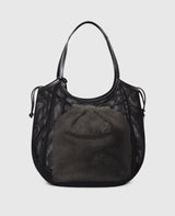 [S.McCARTNEY] Logo Hobo Tote Mesh W/Embroidered Logo - Black