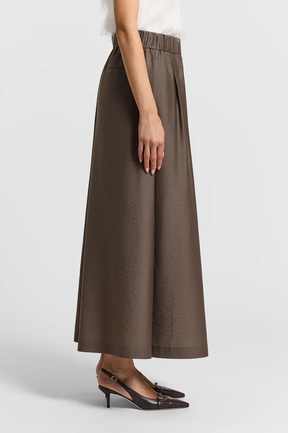 Flared lyocell-blend trousers