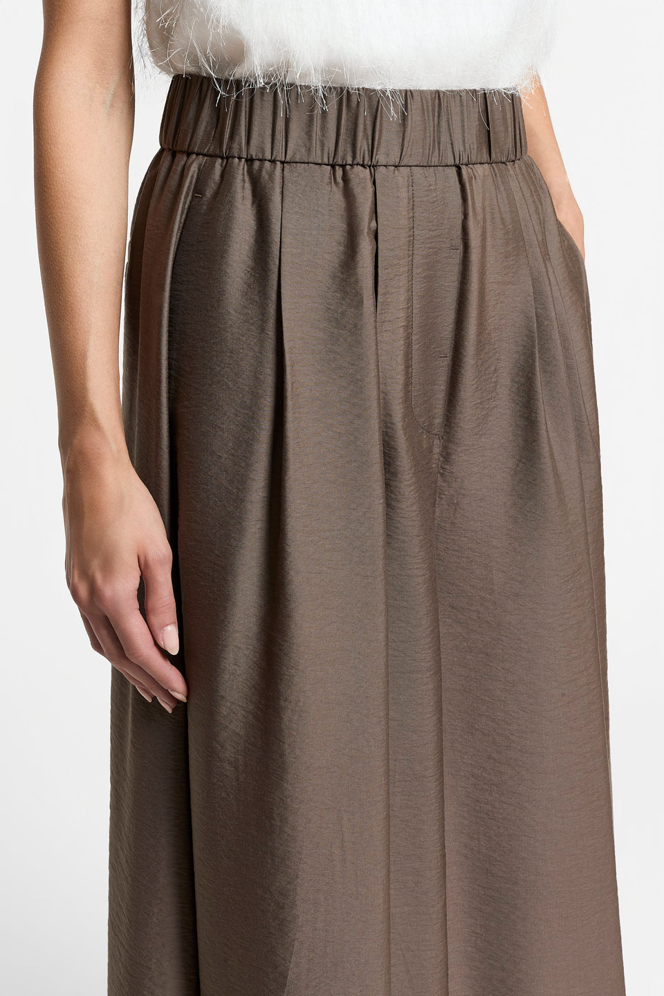 Flared lyocell-blend trousers
