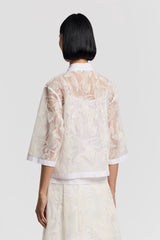 Sequin Embroidered Light Tulle Cotton Shirt