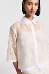 Sequin Embroidered Light Tulle Cotton Shirt