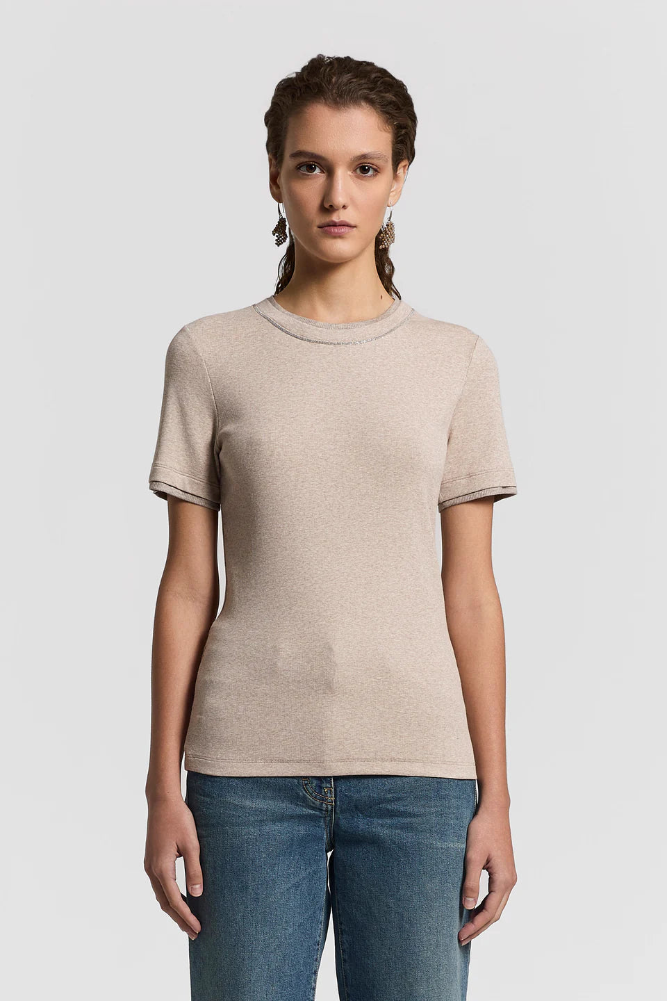 Micro-rib cotton T-shirt