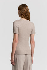 Micro-rib cotton and lurex T-shirt