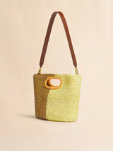 Yellow and brown paper raffia Seaside clutch
