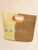 Yellow and brown paper raffia Seaside clutch