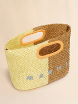 Yellow and brown paper raffia Seaside clutch