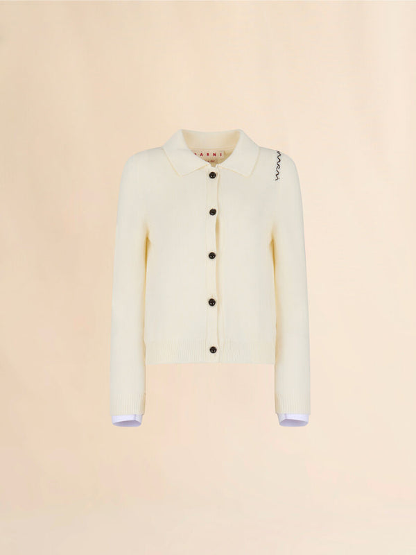 [Marni] Cotton Collared Cardigan - Cream
