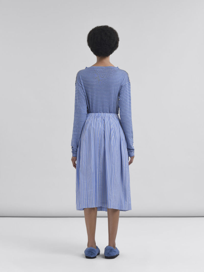 [MARNI] Wide Skirt Striped Poplin - Blue China
