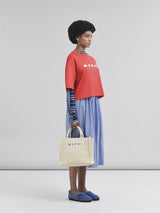 [MARNI] Wide Skirt Striped Poplin - Blue China