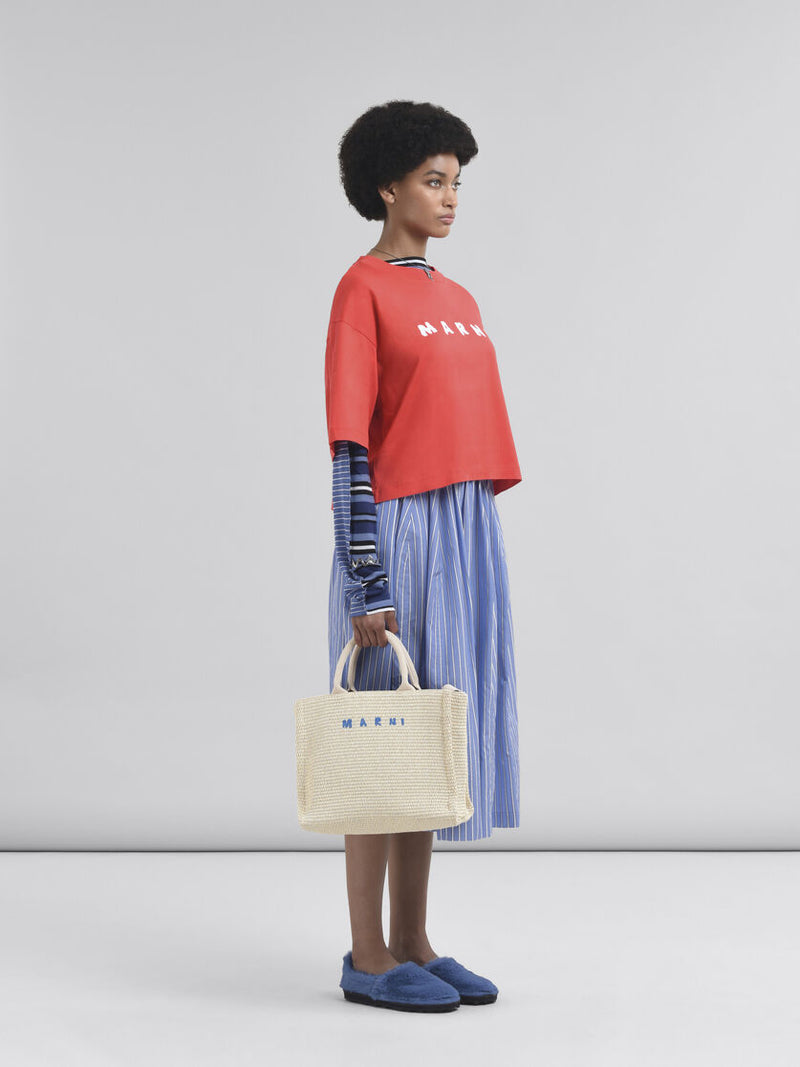 [MARNI] Wide Skirt Striped Poplin - Blue China