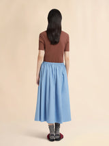 Blue organic poplin drawstring skirt