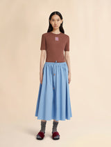 Blue organic poplin drawstring skirt