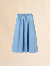 Blue organic poplin drawstring skirt