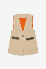 [Maliparmi] Spring Denim Vest - Coffee Cream