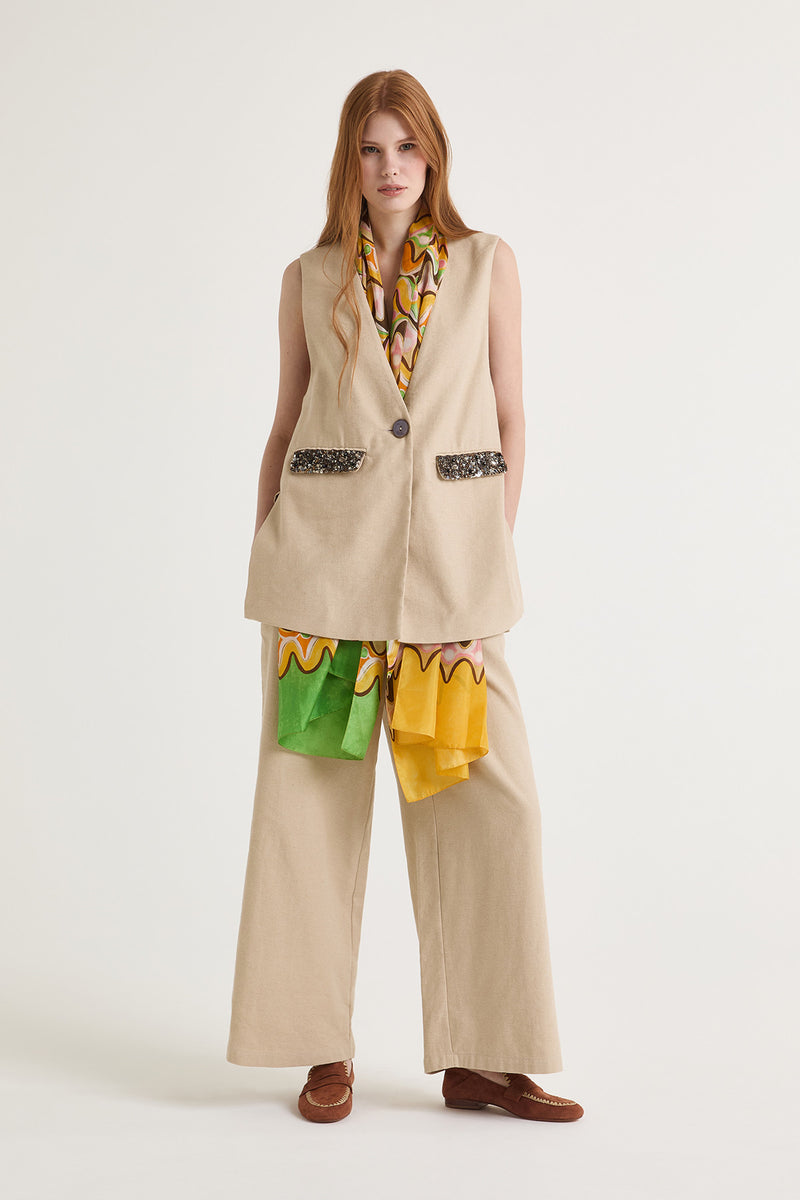 [Maliparmi] Spring Denim Vest - Coffee Cream
