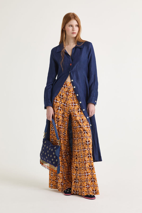 [Maliparmi] Abito Linen Jacquard Dress - Deep Blue