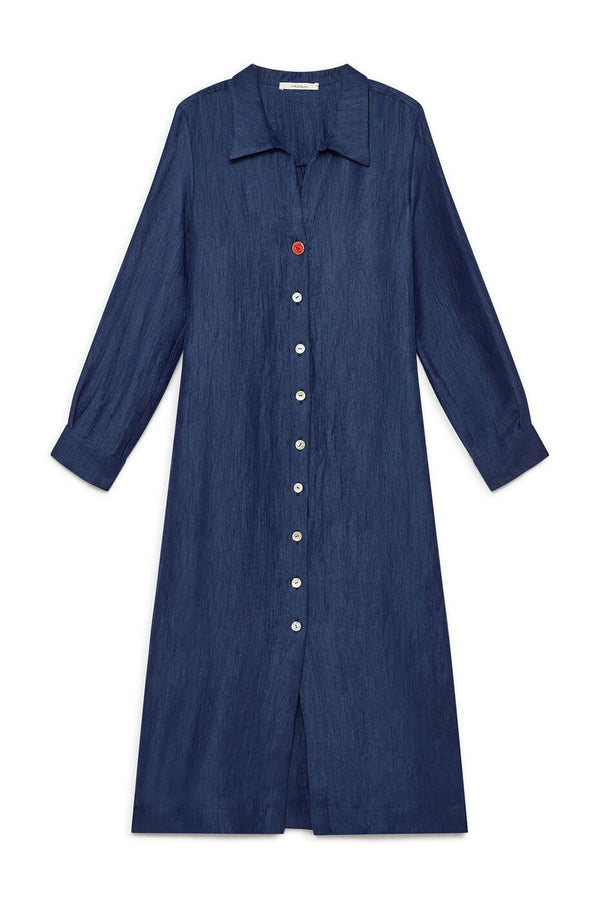 [Maliparmi] Abito Linen Jacquard Dress - Deep Blue