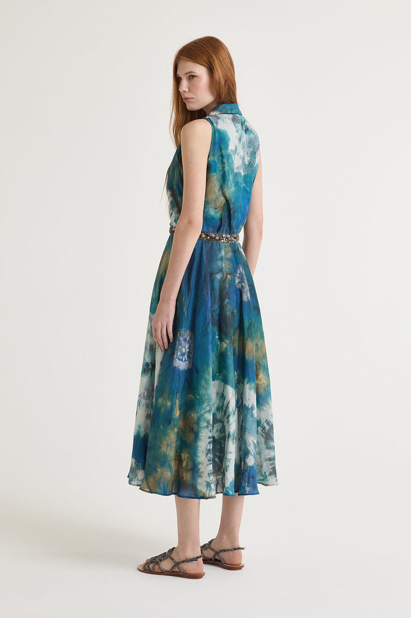 [Maliparmi] Blooming Shibori Dress - Blue