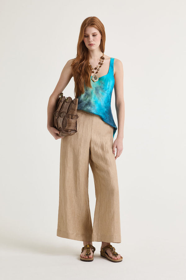 [Maliparmi] LINEN JACQUARD TROUSERS - Coffee