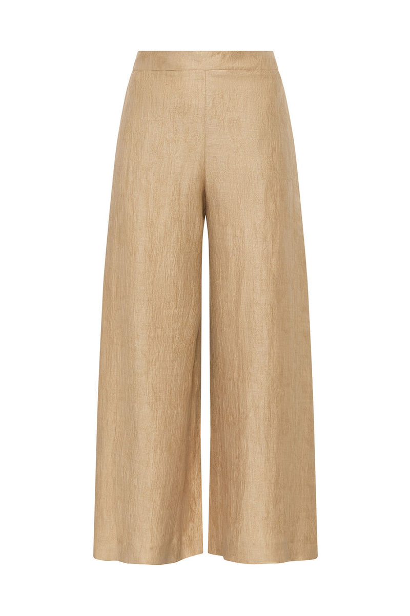 [Maliparmi] LINEN JACQUARD TROUSERS - Coffee