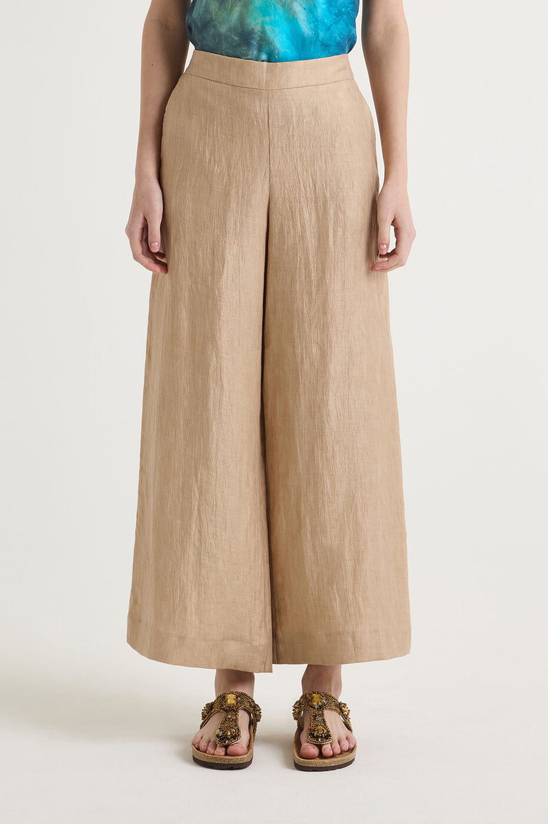 [Maliparmi] LINEN JACQUARD TROUSERS - Coffee