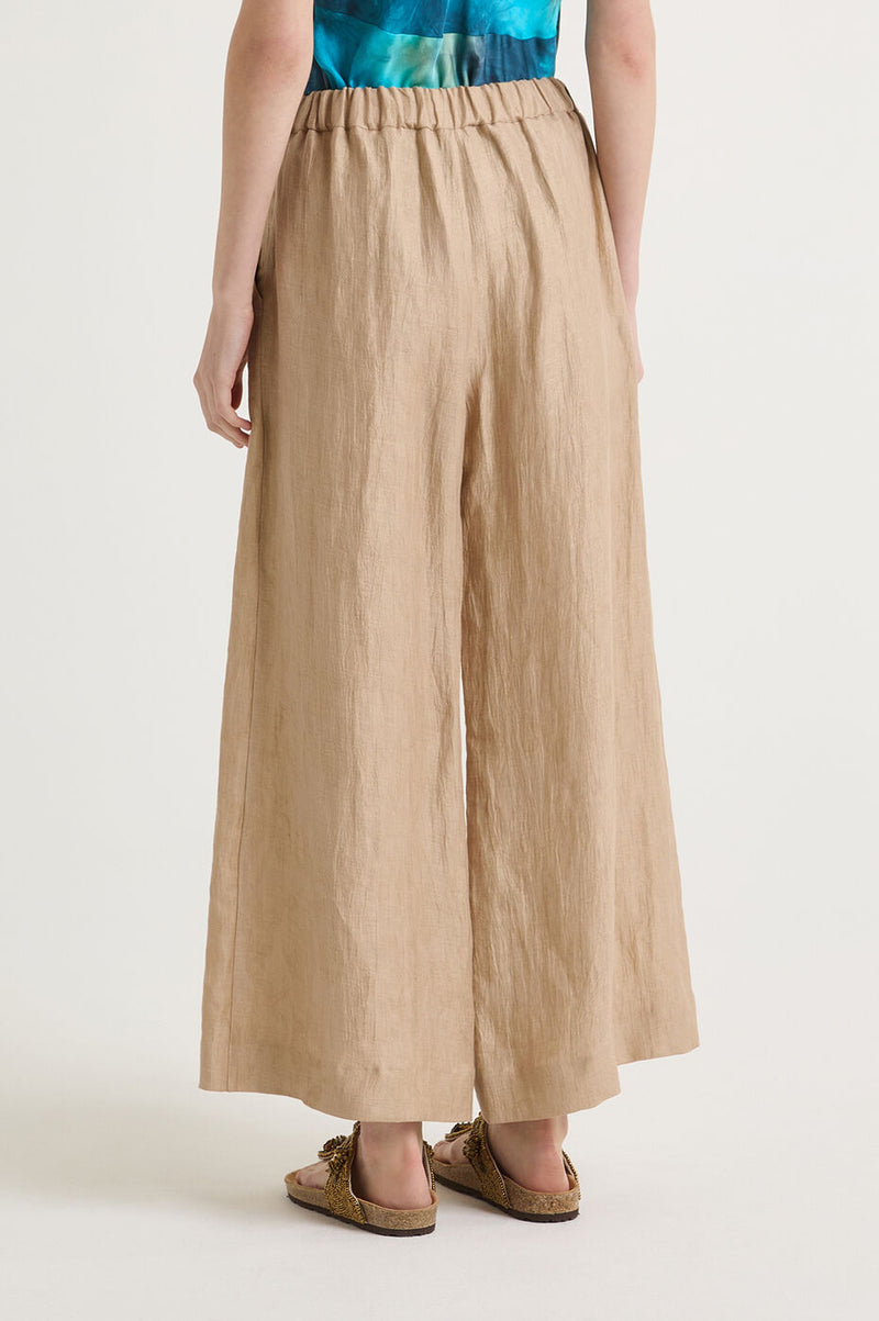[Maliparmi] LINEN JACQUARD TROUSERS - Coffee