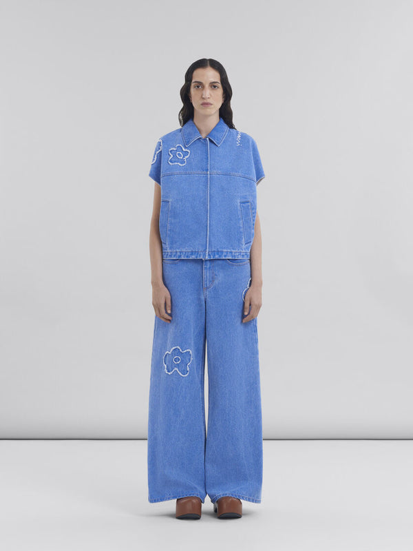 [MARNI] Light Blue Denim Vest With Patch Details