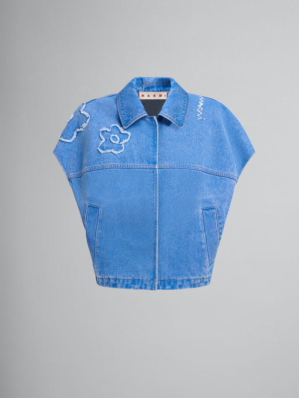 [MARNI] Light Blue Denim Vest With Patch Details