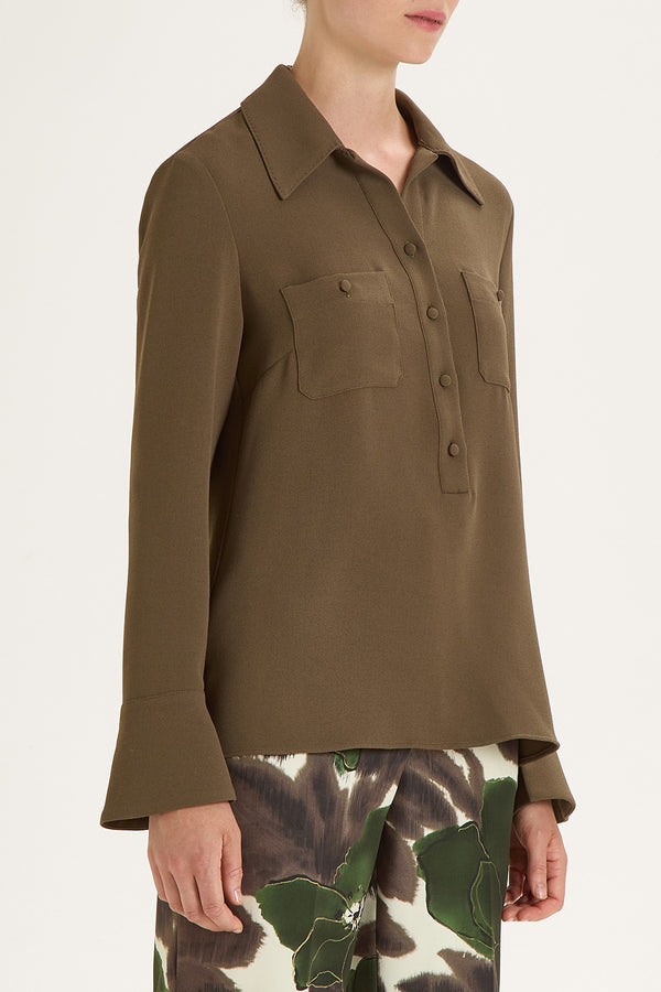 [MALIPARMI] SABLE CREPE SHIRT - KHAKI