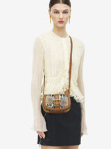 [A.McQUEEN] T-Bar Satchel Mini - Brown/Dark Tan