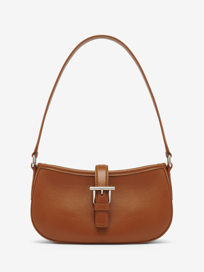 [A.McQUEEN] T-Bar Shoulder Mini - Dark Tan/Silver