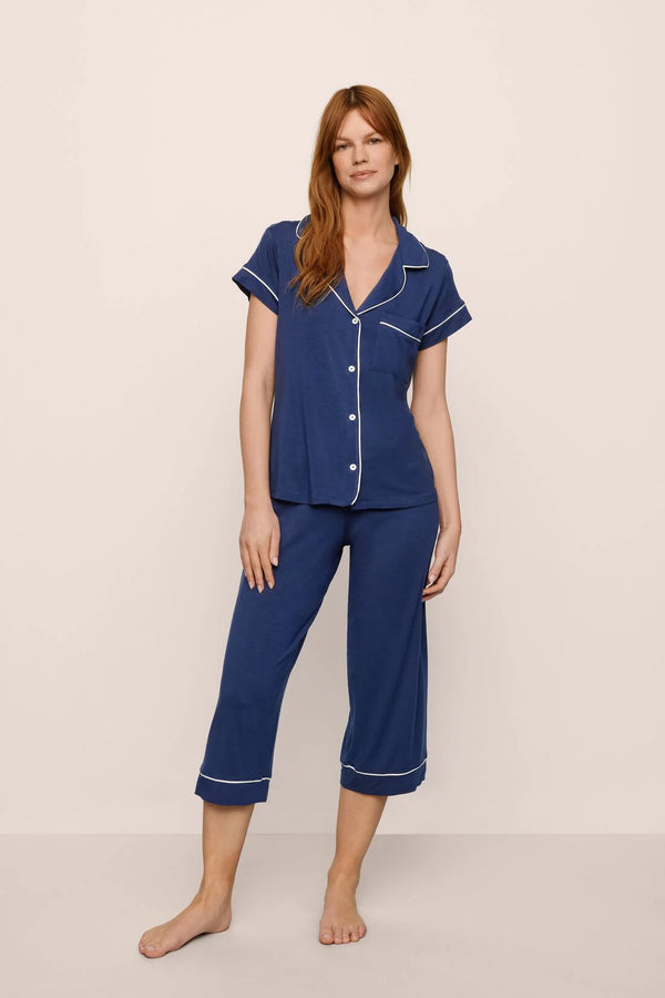 [Eberjey] Gisele Crop Pajamas Set - Navy/Ivory