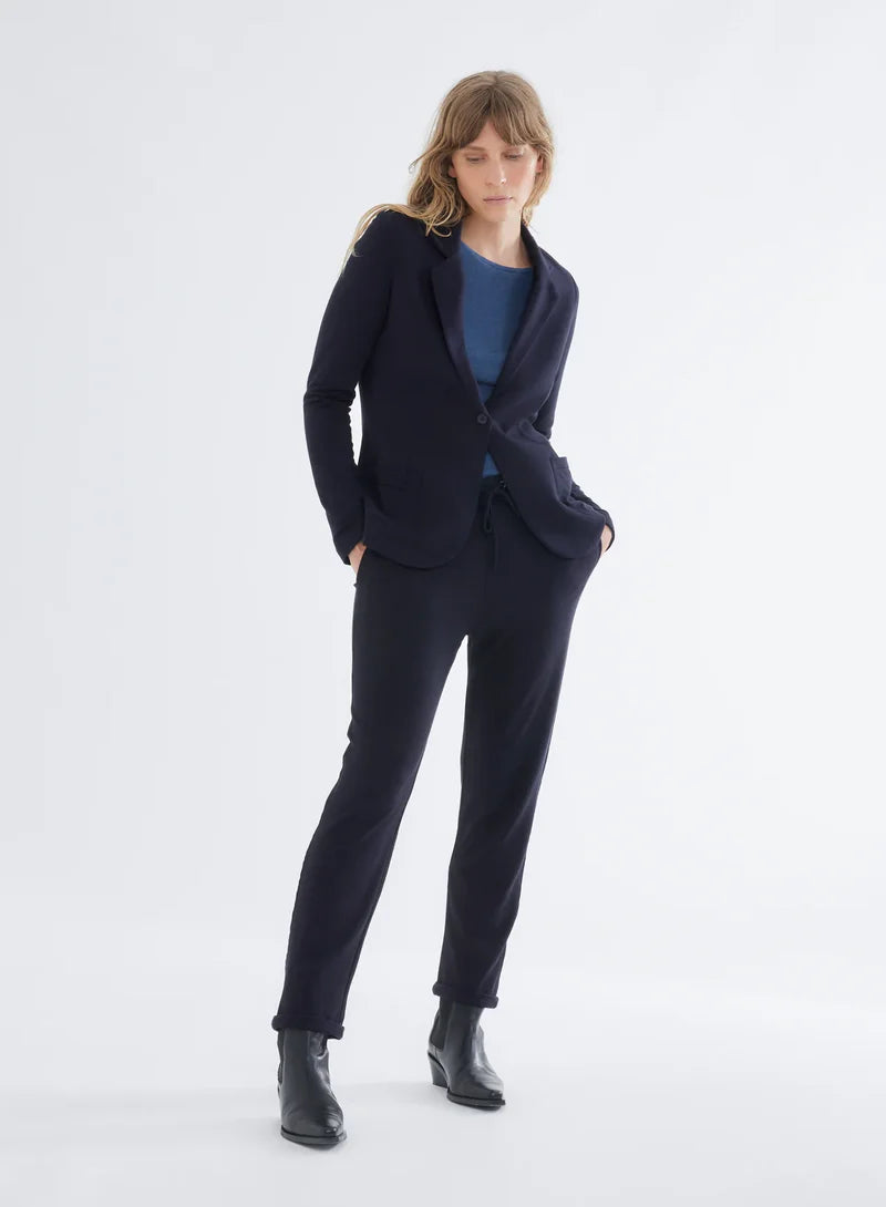 [Majestic] French Terry Fleece One Button Blazer - Marine