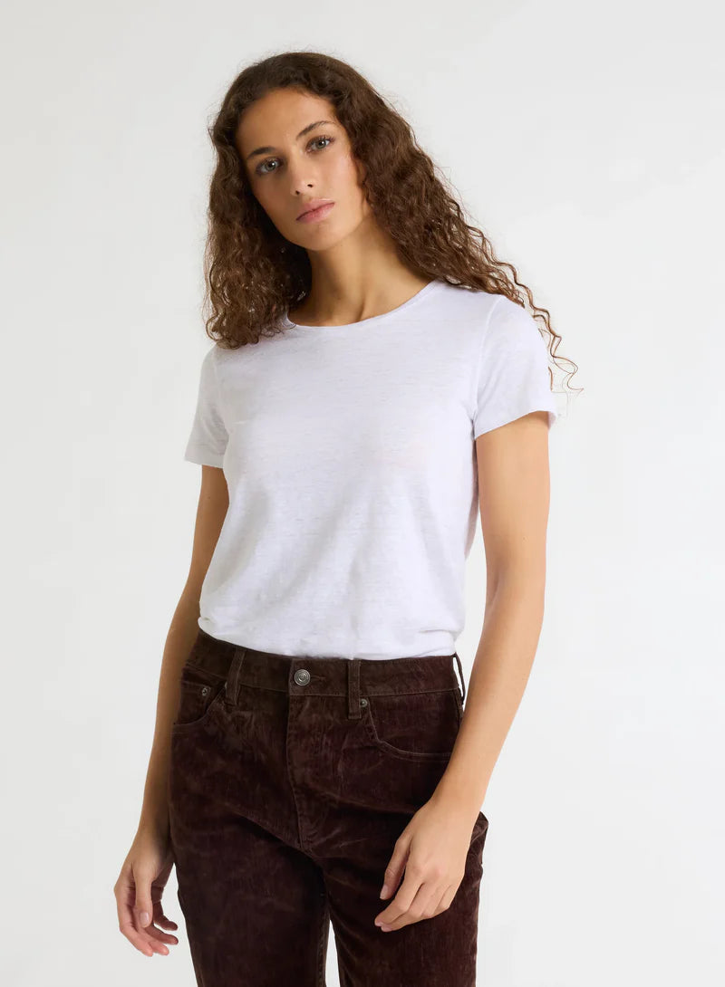 [Majestic] Stretch Linen S/S Crewneck - Blanc