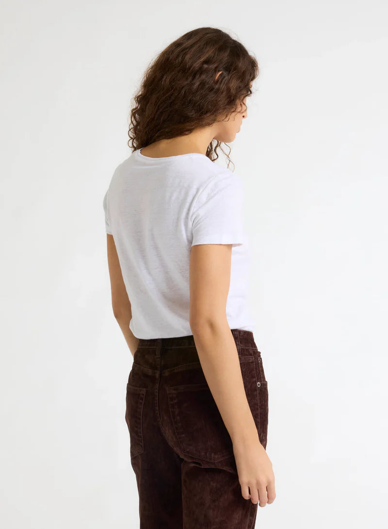 [Majestic] Stretch Linen S/S Crewneck - Blanc