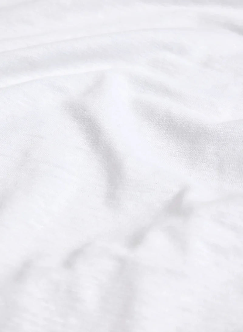 [Majestic] Stretch Linen S/S Crewneck - Blanc