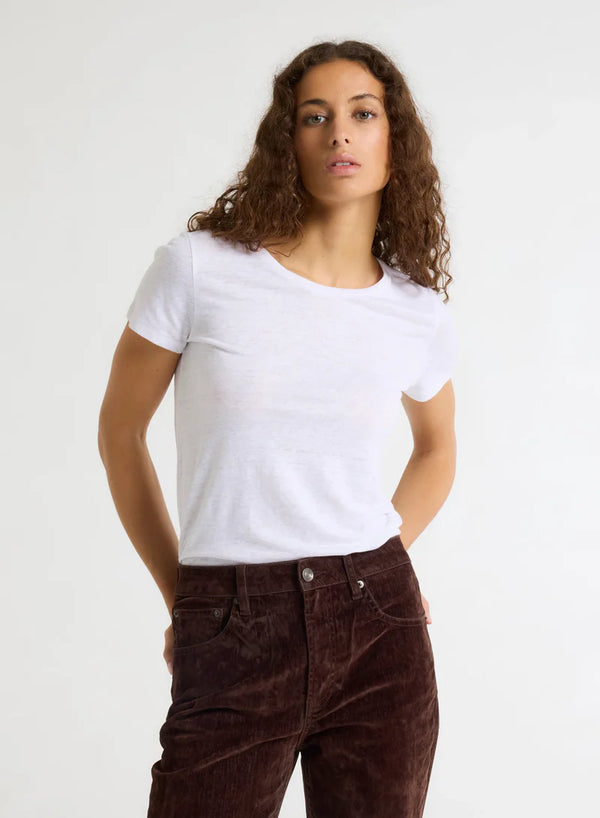 [Majestic] Stretch Linen S/S Crewneck - Blanc