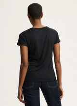 [Majestic] Stretch Linen S/S Crewneck - Noir