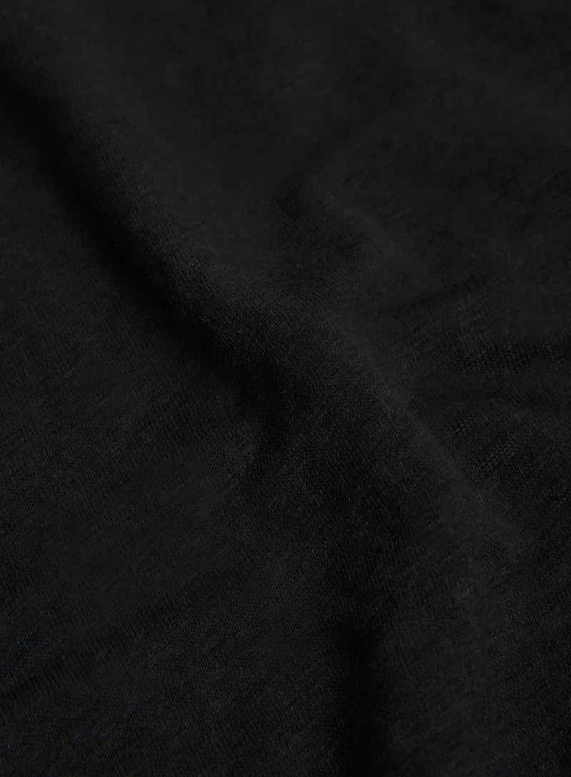 [Majestic] Stretch Linen S/S Crewneck - Noir