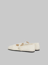 [Marni] White Patent Leather Mary Jane Ballet Flats - Natural White