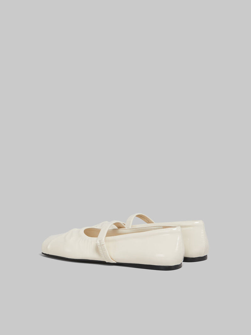 [Marni] White Patent Leather Mary Jane Ballet Flats - Natural White