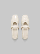 [Marni] White Patent Leather Mary Jane Ballet Flats - Natural White