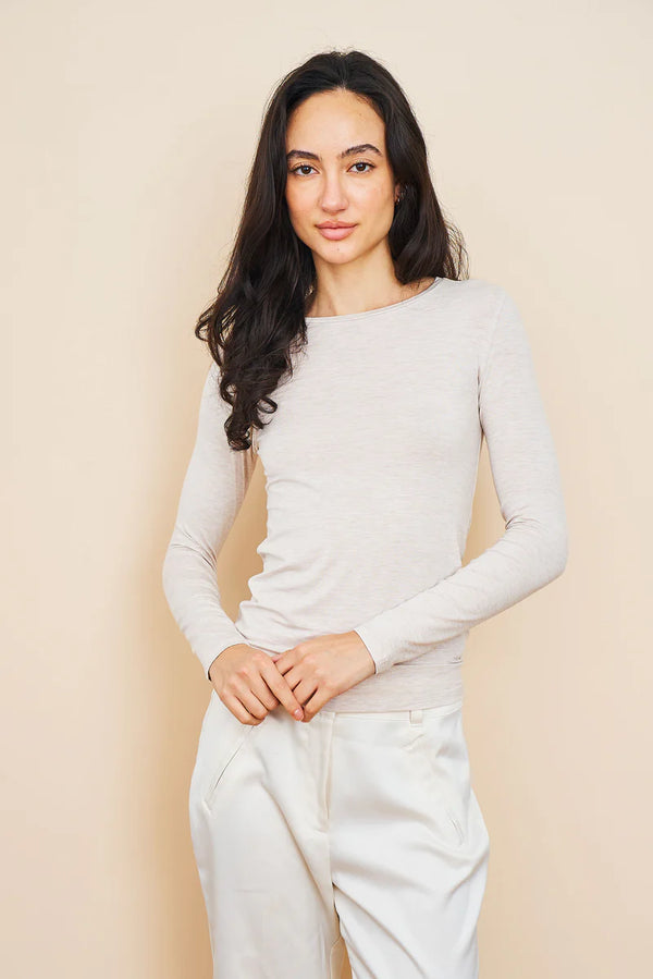 [Majestic] Soft Touch L/S Crewneck - Ecru Chine