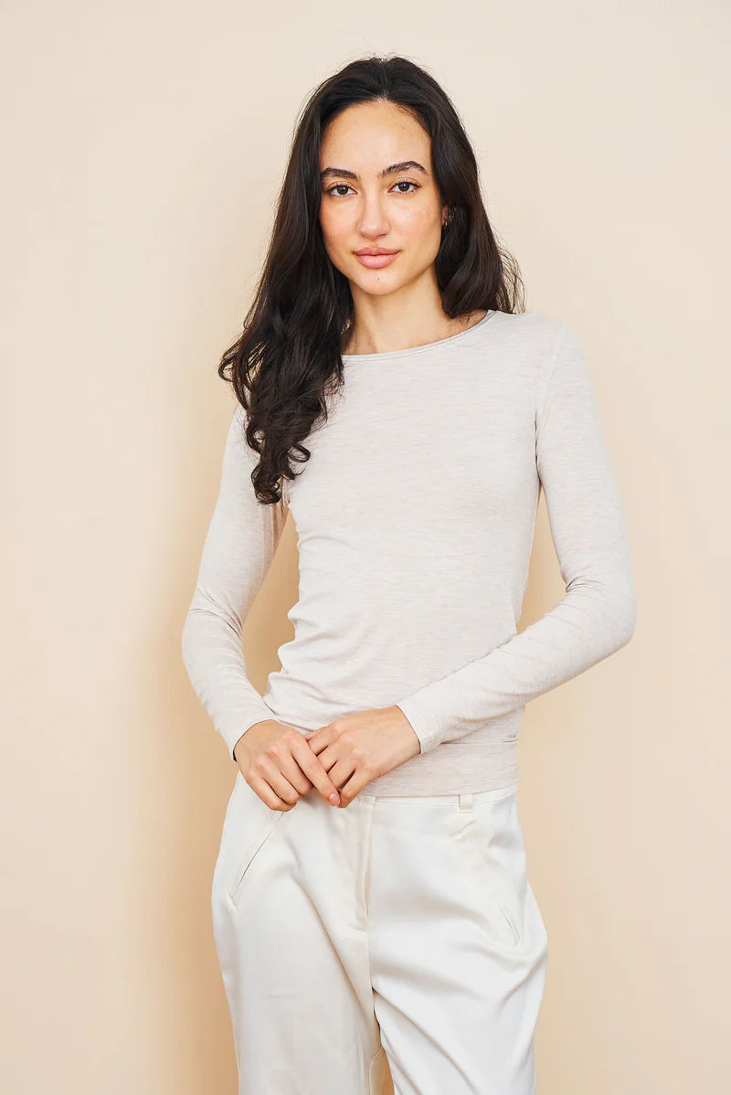 [Majestic] Soft Touch L/S Crewneck - Ecru Chine