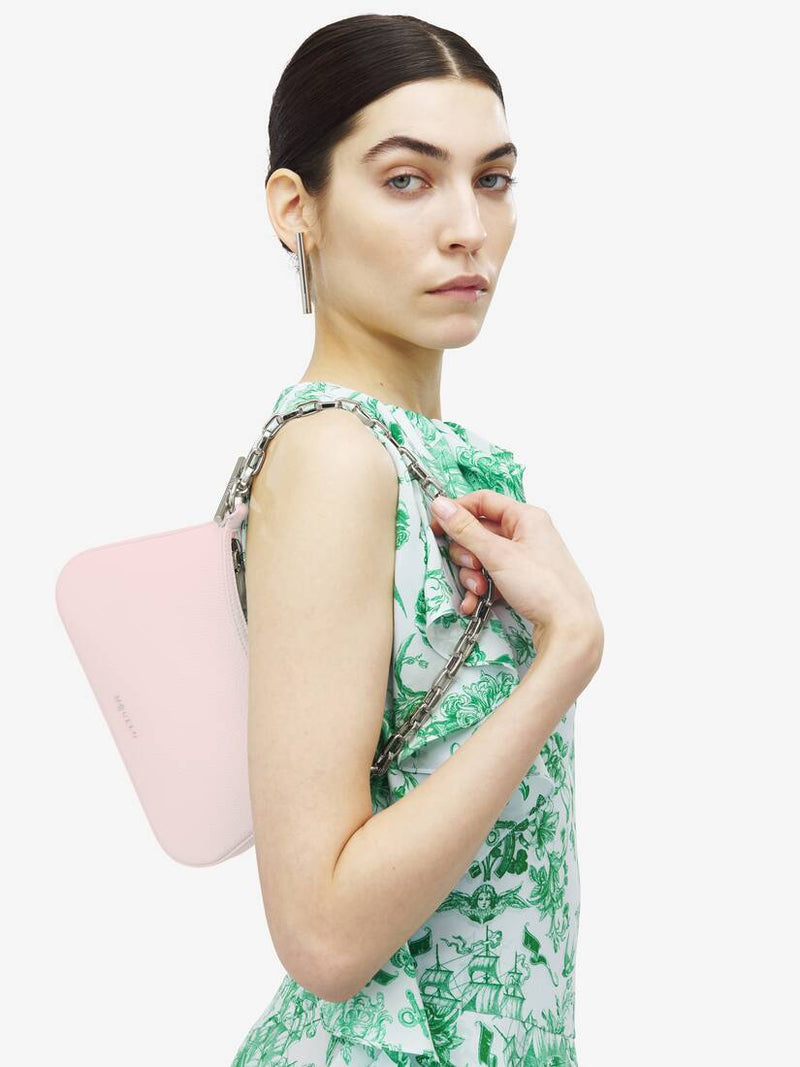 [A.McQUEEN] T-Bar MIni Pouch - Rose/Silver