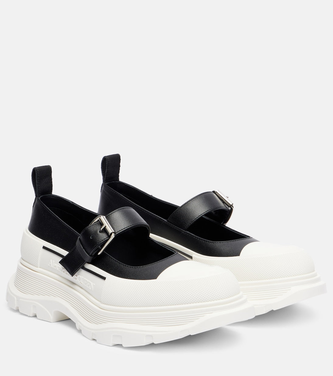 フラットシューズ Tread Slick Mary Jane - Alexander McQueen - Leather - Black A.McQUEEN] Tread Slick Mary Jane - Black – Etude Boutique