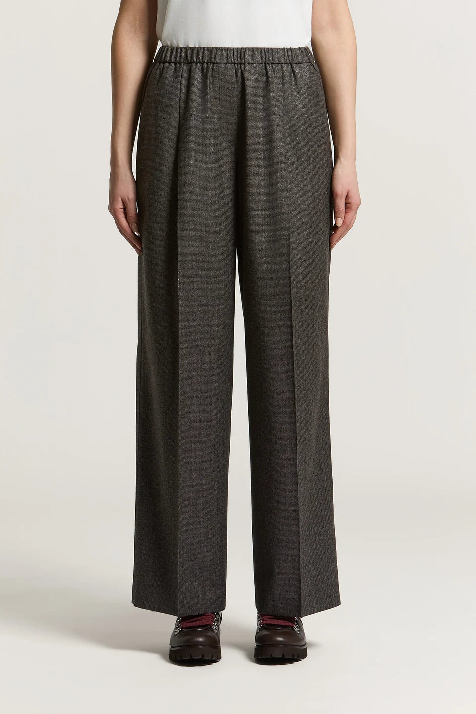 Lurex wool flannel palazzo trousers